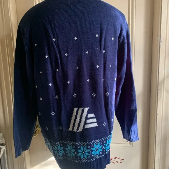 Men's Aldi Blue Holiday Sweater with Reindeer Design - Picture 3 of 5